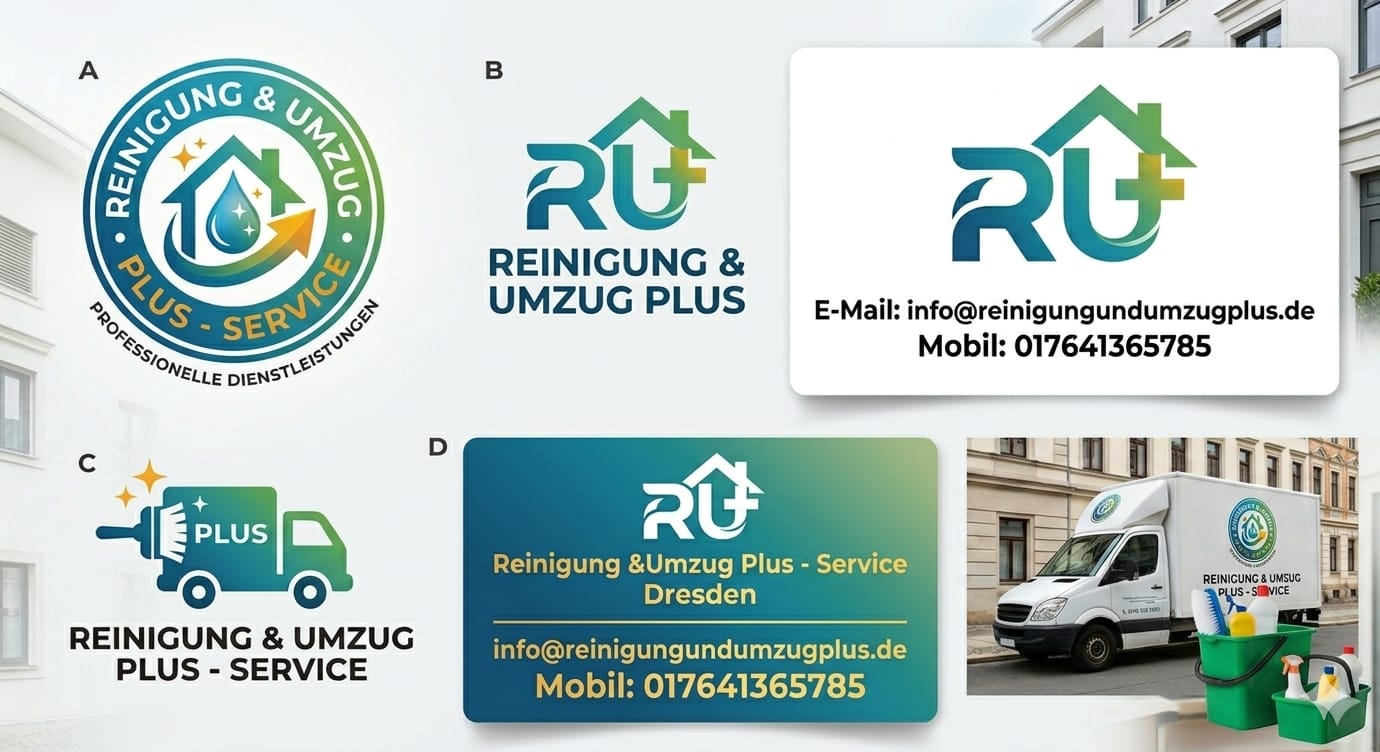 Reinigung & Umzug Plus - Logos und Visitenkarten